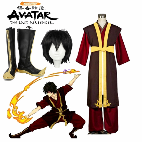 Avatar The Last Airbender Zuko Cosplay Costume King's Prince Uniform Anime Aang Zuko Cosplay Shoes Wig For Halloween Party ► Photo 1/6