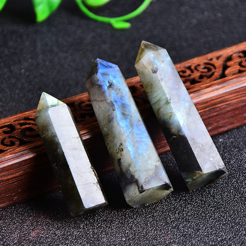 Natural Crystal labradorite Quartz Point Healing Stone Hexagonal Prisms 50-80mm Obelisk Wand Treatment Stone DIY Gift 1PC ► Photo 1/6