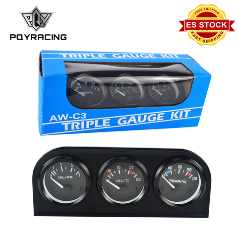 52mm Triple kit Oil Temp Gauge + Water Temp Gauge + Oil Pressure Gauge With Sensor 3in1 Car Meter PQY-TAG01/02/03 ► Photo 1/6