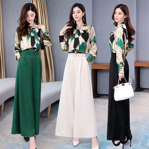 Summer Two Piece Set OL Women Sets Plus Size Two Piece Set Top And Pants Wide Leg Pants Woman Tracksuit /outfit/suit/Set 2 Piece ► Photo 1/6