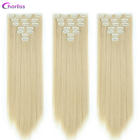 Synthetic Long Straight Clip in Hair Extensions 22