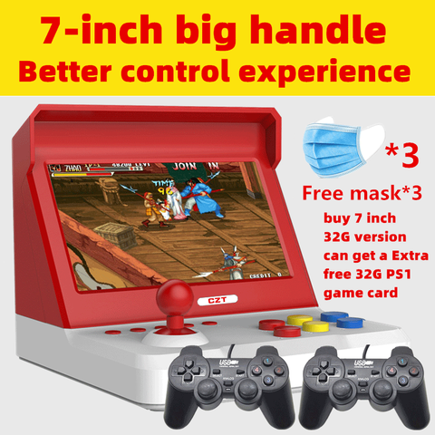 New 7.0/4.3 inch Quad-core Big rocker retro mini arcade console build in 9000 game arcade neogeo/cp1/cp2/gbc/gb/sens/nes/smd ► Photo 1/6