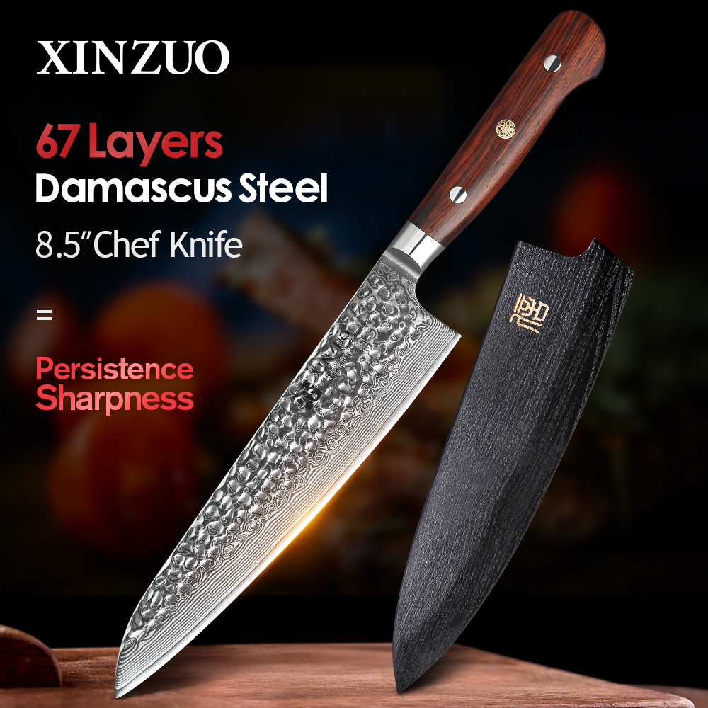 XINZUO 3PCS Kitchen Knife Set Damasus Steel Knives Kitchen AUS-10