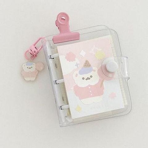 Mini 3 Hole Spiral Notebook 3 Hole Loose Leaf Binder Planner PVC Transparent Diary  PP Paper Zip Bag Accessories ► Photo 1/5