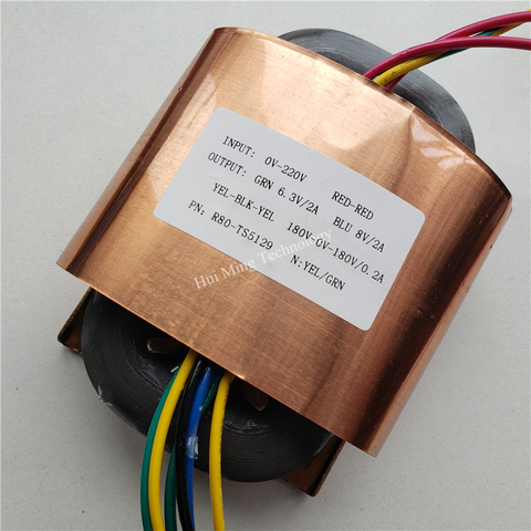 180V-0-180V 0.2A 6.3V 2A 8V 2A R Core Transformer 100VA R80 custom transformer 220V input with copper shield for Power amplifier ► Photo 1/1