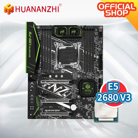 HUANANZHI X99 F8 X99 Motherboard with Intel XEON E5 2680 V3 LGA 2011-3 DDR4 RECC/NON-ECC memory combo kit set NVME SATA USB 3.0 ► Photo 1/1