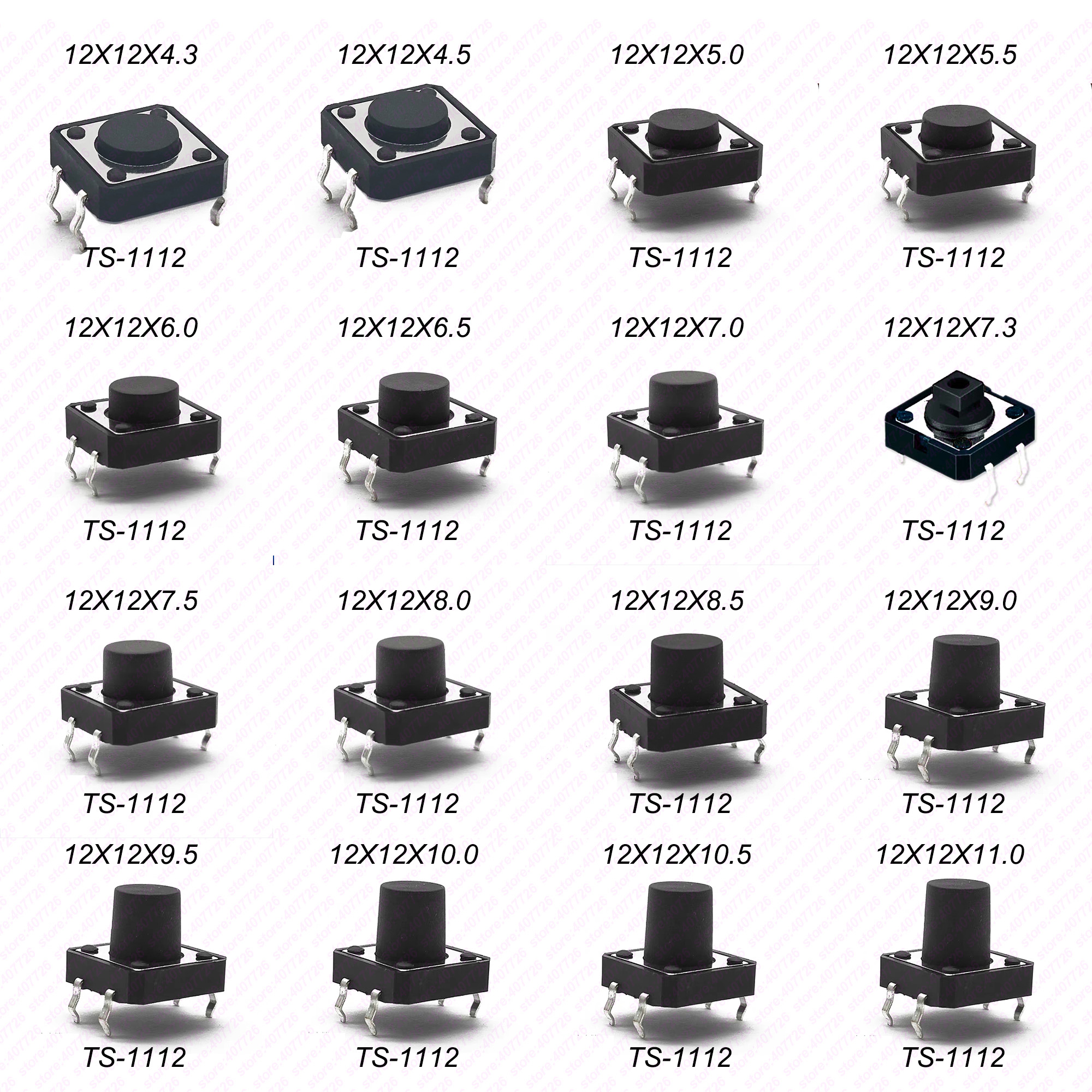 20PCS Momentary Tactile Push Button Switch Tact Switch 12X12X8.5mm DIP-4 