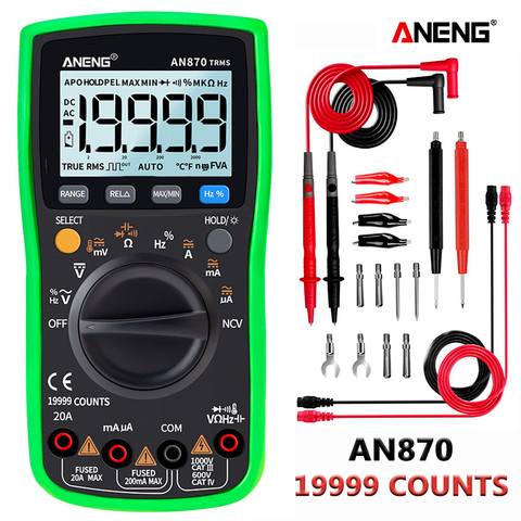 AN870 19999 counts Auto Digital Multimeter True-RMS NCV Ohmmeter AC/DC Voltage Ammeter Transistor Power Meter Temperature Tester ► Photo 1/6