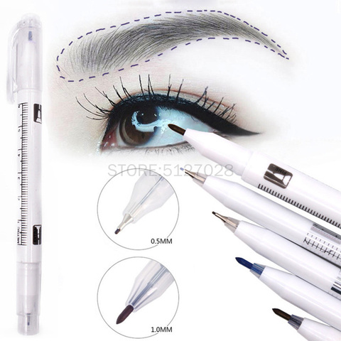 1Pc Surgical Skin Marker Eyebrow Marker Pen Tattoo Skin Marker Pen With Measuring Ruler Microblading Positioning Tool ► Photo 1/6
