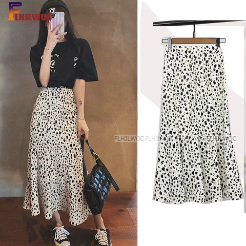 Temperament Long Skirts 2022 Summer All-Match Streetwear Leopard Casual Elastic Waist Ruffled High Waist Skirt Flhjlwoc Vestido ► Photo 1/6