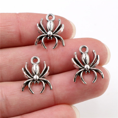 17x14mm 20pcs Antique Silver Plated Spider Handmade Charms Pendant:DIY for bracelet necklace-Q3-14 ► Photo 1/2
