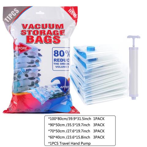 Vacuum Bag for Clothes Storage Bag With Valve Transparent Border Folding Compressed Organizer Travel Space Saving Seal Packet ► Photo 1/6
