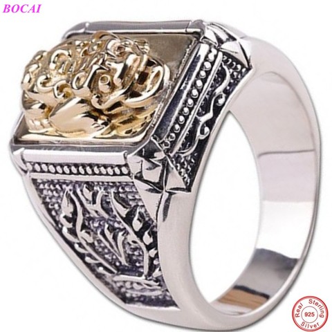 BOCAI S925 sterling silverrings for men 2022 new  jewelry personality men's lucky ring  Chinese  beast good luck ring ► Photo 1/6