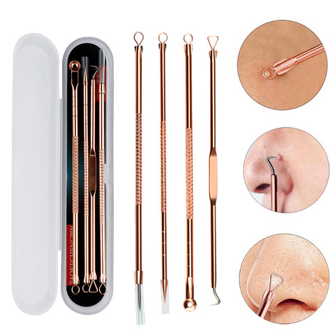 4 5 Pcs Stainless Steel Blackhead Remover Tool Kit Face Massage Whitehead Pimple Spot Comedone Acne Extractor Face Massager ► Photo 1/5