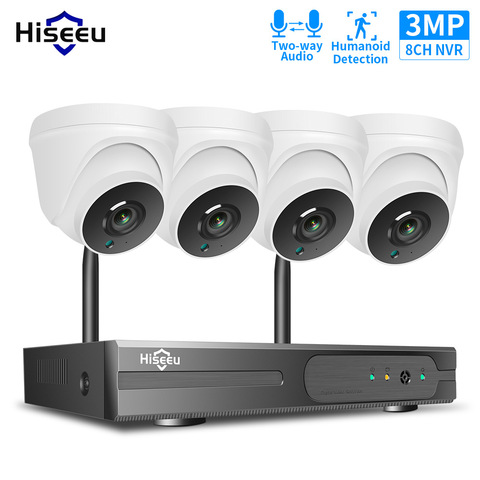 Hiseeu 3MP 8CH CCTV Security Camera System Wireless NVR H.265 Two-Way Audio Kit HD 1536P Indoor Home Video Surveillance 1T HDD ► Photo 1/6