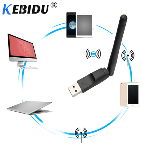 kebidu New 150M USB 2.0 WiFi Wireless Network Card 802.11 b/g/n LAN Antenna Adapter with Antenna for Laptop PC Mini Wi-fi Dongle ► Photo 1/1