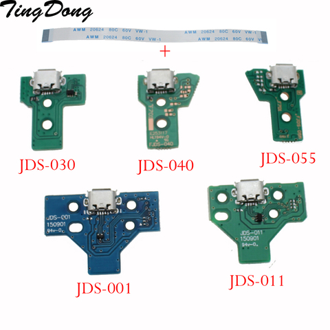 for Dualshock 4 PS4 Pro Slim Controller Charging Socket Port Circuit Board JDS 030 040 with 12 14 Pin Power Flex Cable ► Photo 1/6