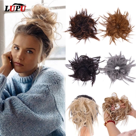 LUPU Synthetic Chignon Messy Scrunchie Elastic Band Hair Bun Straight Updo Hairpiece High Temperture Fiber Natural Fake Hair ► Photo 1/6