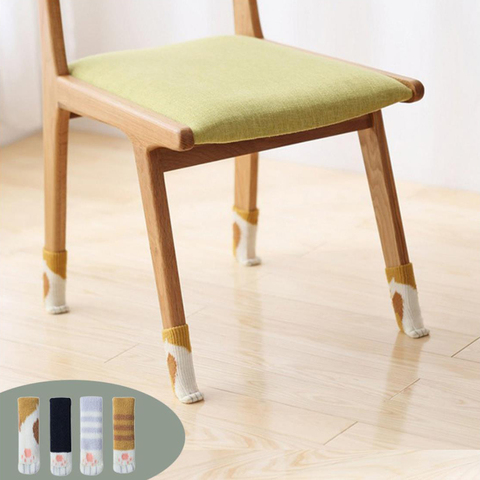 4Pcs Double Thick Knitted Table and Chair Leg Covers Cat Style Chair Leg Cover For Packing and Protecting Stool Leg Cover Chair ► Photo 1/5