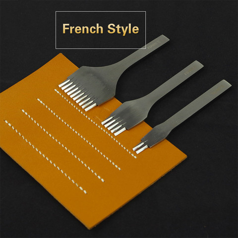 French Style Leather Hole Punches Stitching Punching Tool Set LeatherCraft Europe Oblique Flat Cut sewing 3.38/3.85/3.0/2.7mm ► Photo 1/6