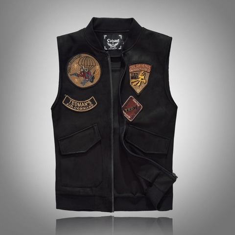 Spring Autumn Hot New 2022 Black Solid Color Denim Vest Men's Punk Rock Style Waistcoat Motorcycle Sleeveless Jacket Size M-5XL ► Photo 1/6