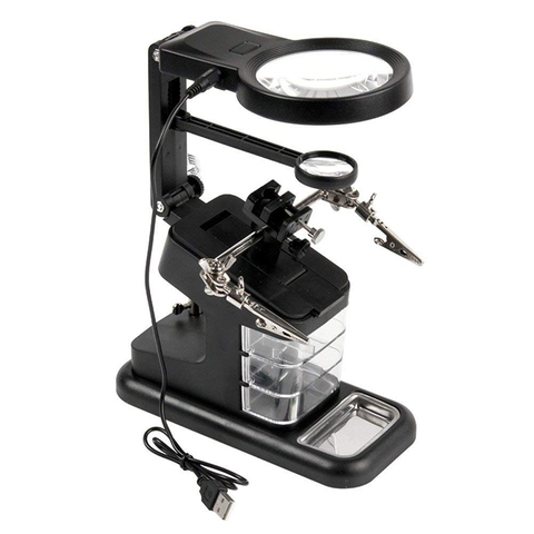 Soldering Solder Iron Stand Holder Station Desk Magnifier LED Light Clamp Clip Helping Hand Magnifying Circuit Board ► Photo 1/4