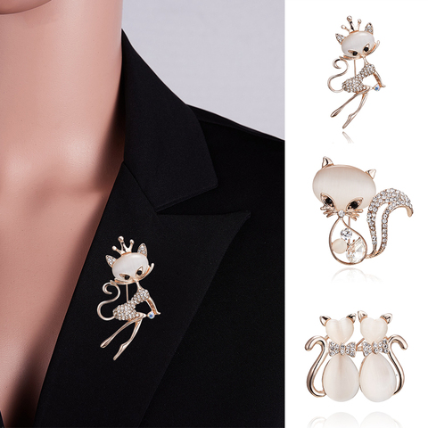 Rinhoo Elegant Crystal Rhinestones Cat / Peacock / Butterfly Opal Brooch Pins in assorted for Women Fashion Wedding Jewelry Gift ► Photo 1/6