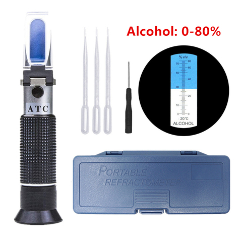 Hand Held 0-80% Alcohol Refractometer Alcoholometer Alcohol Liquor Tester ATC ► Photo 1/6