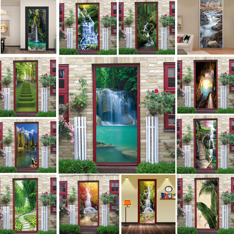 Natural Scenery Door Wallpaper Home Decor Self-adhesive Waterproof Removable Poster Stickers on the Doors Wall Decal deursticker ► Photo 1/6