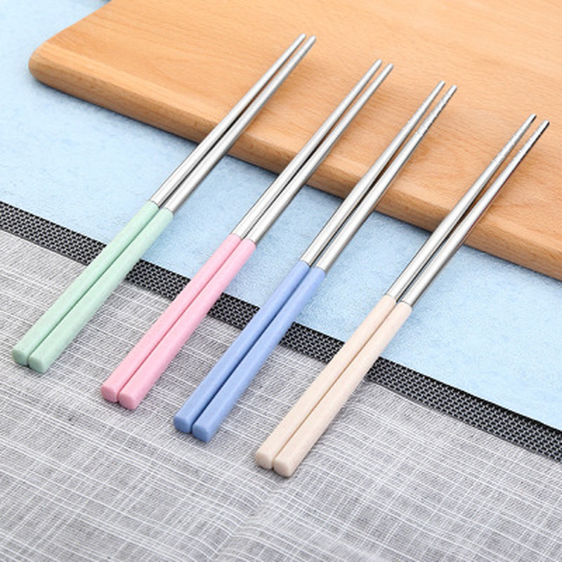 Gaoominy Aluminum Pen Shape Shell Stainless Steel Folding Travel Chopsticks,Silver