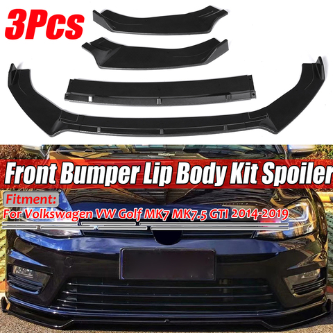 New 3 Pieces Car Front Bumper Splitter Lip Diffuser Spoiler Cover Guard For Volkswagen For VW Golf MK7 MK7.5 GTI R GTD 2014-2022 ► Photo 1/6