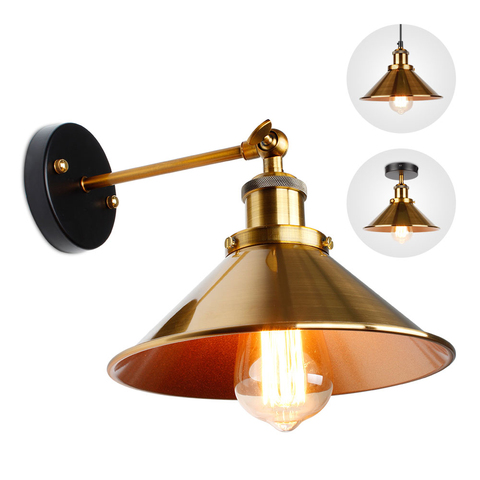 Wall Lamp Light wall sconc Industrial retro sconce Golden lampshade ceiling lamp for living room bedroom Aisle lighting fixtures ► Photo 1/6