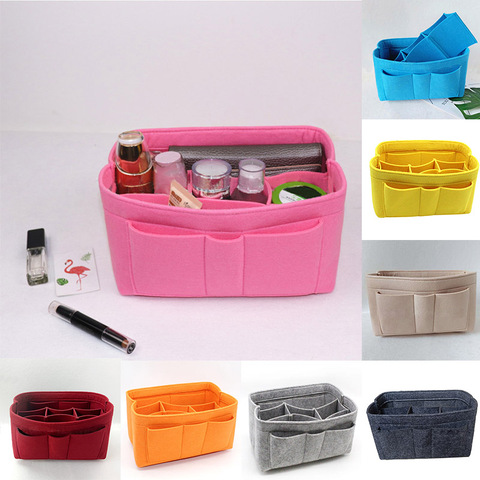 1Pc Felt Fabric Multifunction Cosmetic Bag Storage Pouch Makeup Container Purse Insert Bags Handbag Home Organizer ► Photo 1/6