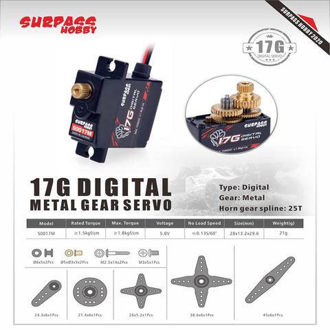 SURPASS HOBBY S0017M 17g Metal Tooth Digital Steering Gear Servo For 1/18 RC Car Aircraft Boat Robot ► Photo 1/6