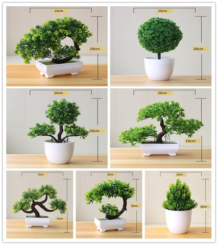 Artificial Plants Potted Bonsai Green Small Tree Plants Fake Flowers Potted Ornaments for Home Garden Decor Party Hotel Decor ► Photo 1/6