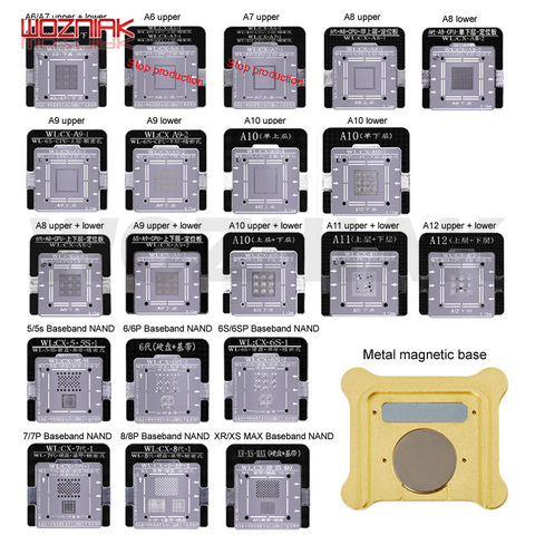 WL Best Template For iPhone A6 A7 A8 A9 A10 A11 A12 Baseband CPU NAND BGA Reballing Tin Net Stencils Positioning Fixture ► Photo 1/6