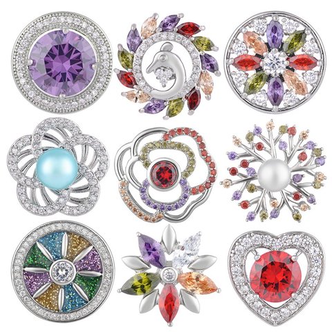 CZ Stone Cubic Zirconia Snap button 18mm snap Charms fit ginger snaps jewelry Vn-1977 ► Photo 1/6