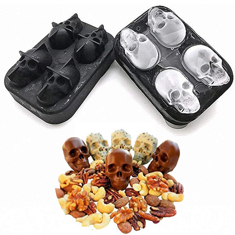 Whiskey Wine Cocktail Ice Cube 3D Silicone Mold Ice Cube Maker Skull Shape Chocolate Mould Tray Ice Cream DIY Tool ► Photo 1/6