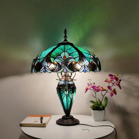American Pastoral Tiffany Bedroom Bedside Lamp Decorative Table Lamp European Mediterranean Warm Living Room Study Table Lamps ► Photo 1/5