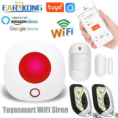 Tuyasmart Wifi Home Burglar Alarm System 433MHz Wireless Strobe Siren Home Alarm Smart Life / Tuyasmart / Alexa /Google Home APP ► Photo 1/6