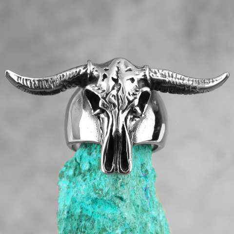 Satan Ram Aries Sheep Skull Stainless Steel Mens Rings Punk Vintage For Male Boyfriend Biker Jewelry Creativity Gift Wholesale ► Photo 1/6