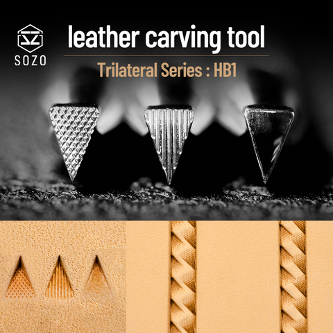 SOZO HB1 Leather Work Stamping Tool  Trilateral Series Checkered/ Smooth/Vertical  carving Stamps 304 Stainless Steel ► Photo 1/6