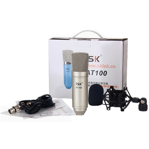 Professional ISK AT100 Condenser Recording Cardioid Microphone Studio Performance Mic for computer with shock mount and cable ► Photo 1/6
