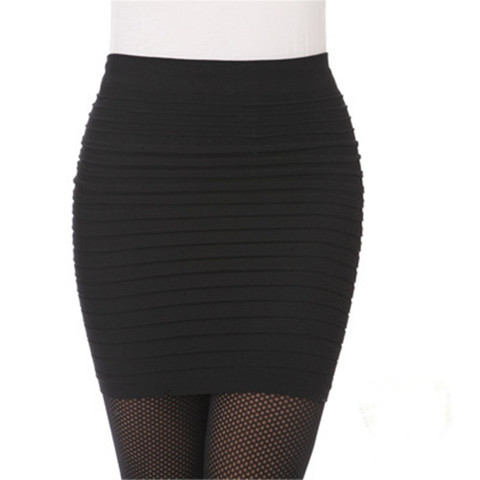 Sex Pencil Short Dress For Women Wrinkles Folds High Elastic Pleated mini Skirt Cotton Blend Solid High Waist Bodycon Skirts ► Photo 1/6