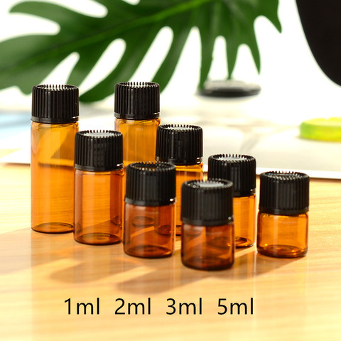 100pcs 1ml/2ml/3ml/5ml Dram Amber Glass Essential Oil Bottle Thin Glass Small Brown Perfume Oil Vials Sample Test Bottle ► Photo 1/6