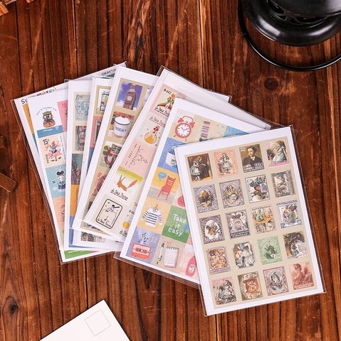 4sheets/pack Four Fold Stamp Sticker Scrapbooking For Children Factory Direct Sales Small Stickers ► Photo 1/6