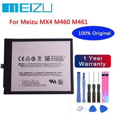 Meizu High Quality 100% Original Battery 3100mAh BT40 For Meizu MX4 M460 M461 Mobile Phone Batteries+Free tools ► Photo 1/4