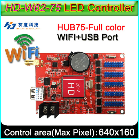 HD-W62-75 RGB LED display controller, Full color LED sign module Control card,U-Disk and WIFI Wireless control ► Photo 1/2