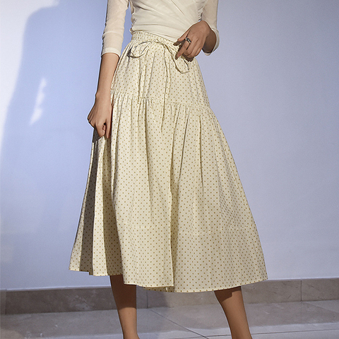 2022 Women Boho Summer Cotton Skirt Stretch High Waist Women A-Line Cotton Skirt With Lining Faldas Jupe Femme Saia ► Photo 1/6
