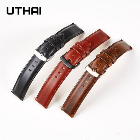 UTHAI Watchbands 22mm watch band leather watch strap Quick release spring bar 20mm watch strap Samsung galaxy watch 42MM ► Photo 1/6